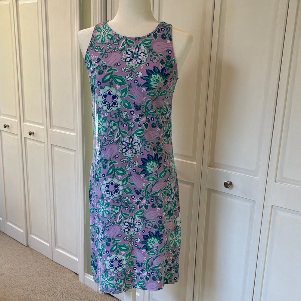 Talbots Sleeveless Floral Mini Dress - Lavender and Teal